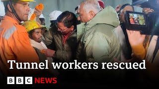 All trapped workers freed from India tunnel  BBC News [upl. by Thesda520]