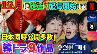 【どこよりも多く】2024年１２月スタート🌟新作韓国ドラマ９作品🎄日本同時配信盛り沢山🎅クリスマスを彩る豪華作品✨✨ [upl. by Ranilopa]