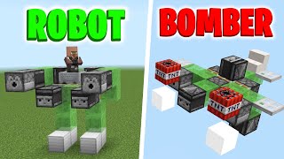 5 Military Redstone Builds in Minecraft PE Bedrock ROBOT BomberTank [upl. by Pierrette403]