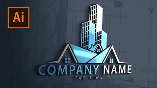 Illustrator Logo Design Tutorial  Real Estate And Construction Logo [upl. by Ainocal]