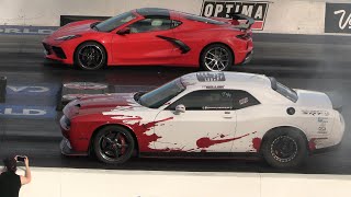 C8 Corvette vs Hellcat Redeye  drag racing [upl. by Clite791]