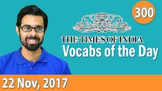 ✅ The Times of India Vocabulary 22nd Nov 2017  Learn 10 New Words with Tricks  Day300 [upl. by Aened]