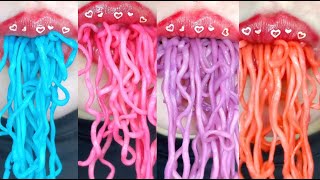 ASMR Colorful Noodle Satisfying eat the character Mukbang 먹방 [upl. by Alomeda]