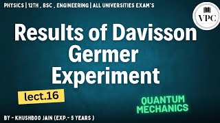 Results of Davisson Germer Experiment  lect16  quantum and spectroscopy bsc 12th [upl. by Argyres]