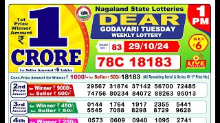 🔴LIVE Nagaland Lottery Result Morning 1PM 29102024 Dear Godavari Tuesday [upl. by Etienne]