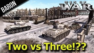 Men of War Assault Squad 2 Baron amp Sherman vs 3 People [upl. by Dorcea]