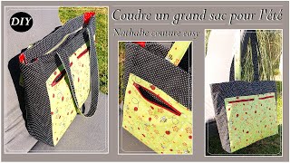 DIY couture pour coudre un grand sac pour lété par Nathalie couture easy [upl. by Berry]