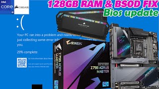 GIGABYTE Z790 AORUS MASTER Bios Update  FIX BSOD 128GB RAM amp intel core i9 14900K or No Boot [upl. by Kinsman]