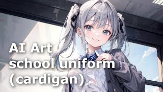 AIイラスト  学生服（カーディガン） [upl. by Ateiluj]