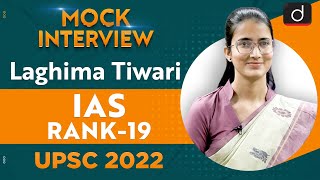 Laghima Tiwari Rank 19  UPSC CSE 2022  English Medium  Mock Interview  Drishti IAS English [upl. by Sigsmond]