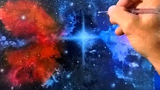 clear coating and painting process acrylic Galaxy fluid art step by step [upl. by Mehitable]