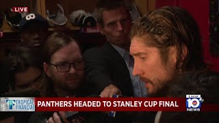 Panthers goalie Sergei Bobrovsky speaks to reporters after Game 6 win [upl. by Eiramaneet]