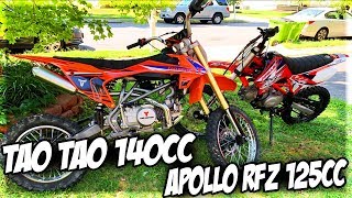 Apollo 125cc RFZ Vs Tao Tao 140cc DBX1 DirtPit Bike Race quotWhat Bikes Fasterquot [upl. by Neerod811]