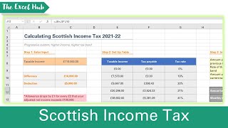 Calculate Scottish Income Tax 202122 Using VLOOKUP In Excel  Progressive Tax System [upl. by Assyl]