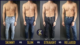 BEST FITTING JEANS TYPE FOR MEN amp How They Should Fit Skinny Slim Straight Relaxed [upl. by Toor]