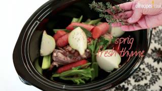 Slow cooker chicken stock video  Allrecipescouk [upl. by Ailen]