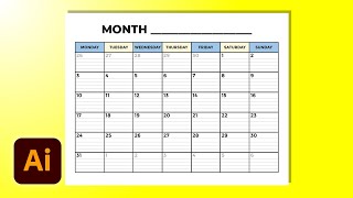 Create A Blank Calendar Template Printable In Illustrator CC In Minutes [upl. by Learsi]