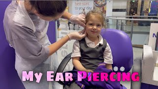 My Ear Piercing Experience at Claire’s  Piercing at 4 year old [upl. by Yanahs278]