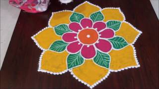 simple and easy rangoli design II free hand kolam II sankranthi muggulu [upl. by Ellezaj]