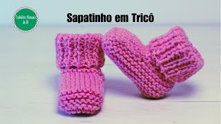 Sapatinho fácil em tricô para bebê dos 0 aos 3 meses [upl. by Betta725]