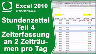 Stundenzettel Zeiterfassung in Excel erstellen Teil 4  carinkocom [upl. by Rasecoiluj]