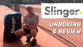 Slinger Bag Tennis Ball Launcher Unboxing and Review [upl. by Dietsche]