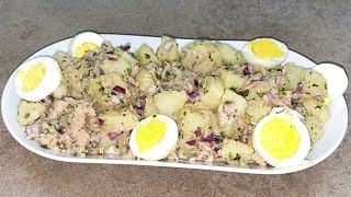 INSALATA DI PATATE CON TONNO E UOVA SODE RICETTA FACILE E VELOCE [upl. by Swarts]