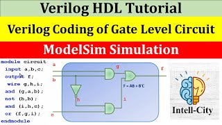 Verilog Coding of Gate Level Design  Gate Level Design in ModelSim  Verilog Tutorial [upl. by Jacinthe]