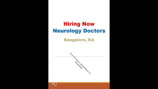 Neurology Doctor Jobs in Bangalore  Apply Today NeurologyJobs [upl. by Reppiks]