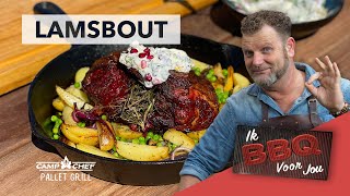 LAMSBOUT op pellet grill van CAMP CHEF  BBQ recept  Ik BBQ voor jou [upl. by Anasus]