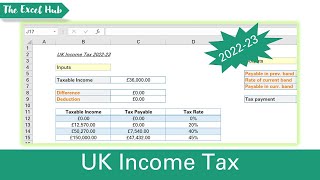 Calculate 202223 UK Income Tax  Using VLOOKUP In Excel [upl. by Anayk735]