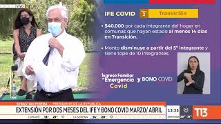 Piñera anuncia extensión del IFE y dos nuevos pagos del Bono COVID [upl. by Borszcz]