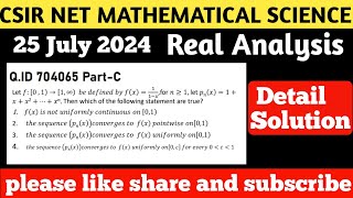 Uniform Convergence  Real Analysis  CSIR NET July 2024  csirnetmathematics [upl. by Enovi687]