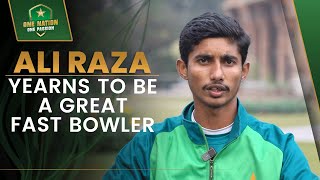 Pakistan U19 prodigy Ali Raza yearns to be a great fast bowler  PCB  MA2A [upl. by Anelec]