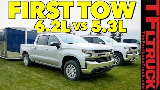 Compared 2019 Chevy Silverado 1500 53L vs 62L V8 First Tow Review [upl. by Collier]