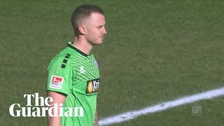 Ingolstadt score while Duisburg keeper takes a drink during game [upl. by Anikes]