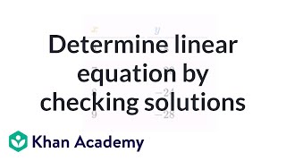 Testing solutions to linear equations  Graphing lines and slope  Algebra Basics  Khan Academy [upl. by Wallach755]