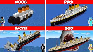 Minecraft Titanic HOUSE BUILD CHALLENGE  NOOB vs PRO vs HACKER vs GOD  Animation [upl. by Emmeram951]