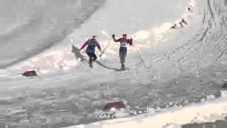 Olympic Spirit Canadian coach helps Russian skier cross the finish line Sochi 2014 Olympics [upl. by Hew63]