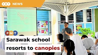 Sarawak school resorts to canopies with building hall deemed unusable [upl. by Aimak430]