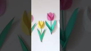 紙でチューリップの花を作ろう♪飾ろう♪ Cute paper tulip flower decorations 手作りペーパーフラワー [upl. by Hpeseoj]