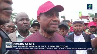 Rivers state PDP protest against Oct 5 LGA election [upl. by Sollie653]