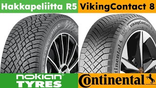 Nokian Hakkapeliitta R5 vs Continental VikingContact 8 [upl. by Morril11]