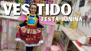 COMO FAZER UM VESTIDO DE FESTA JUNINA Para qualquer tamanho ou idade do adulto ao infantil [upl. by Foss]