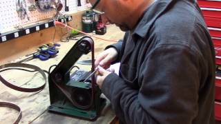 Sharpening Broadheads and Knives on a Belt Sander [upl. by Meli]