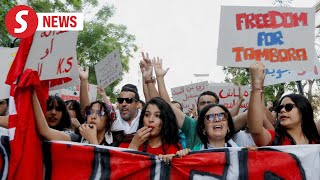 Tunisians protest against President Saied two days before presidential vote [upl. by Froma]