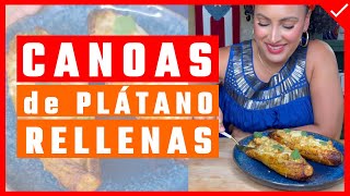 Canoas de PLÁTANO Maduro Rellenas de POLLO en Salsa Alfredo  Receta fácil en el AIRFRYER [upl. by Atniuqal]