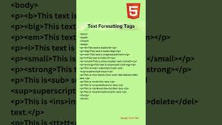 Html tutorial for beginners How to write HTML formatting tag Text Formatting Input Output shorts [upl. by Etnoved]