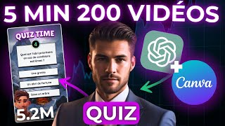 Comment créer 200 vidéos QUIZ TikTok en 5 min avec l’IA ChatGPT  Canva [upl. by Barimah]