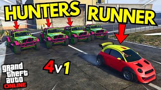 LITTLE TIKES vs 4 KAMACHOS MANHUNT in GTA 5 ONLINE [upl. by Adnolehs927]